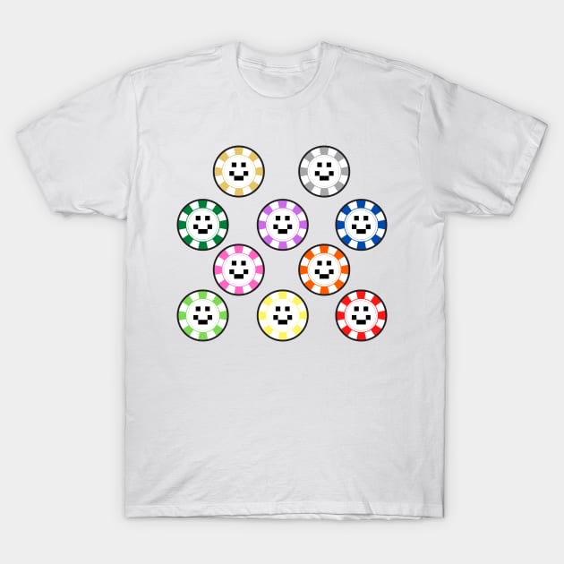 Casino Quackity casino chips of all colors collection T-Shirt by Adadita